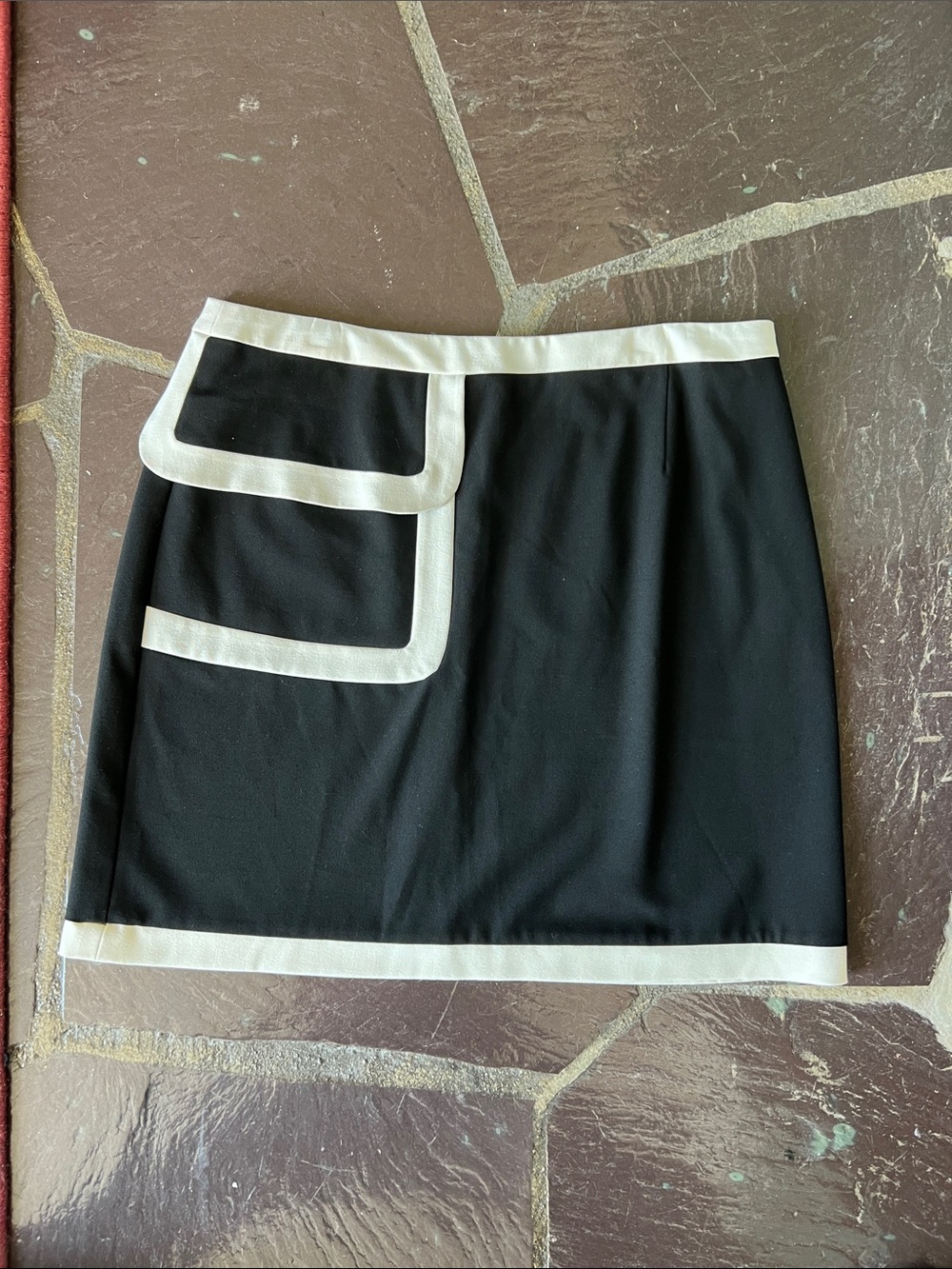 INC International Concepts Black Skirt with White Piping